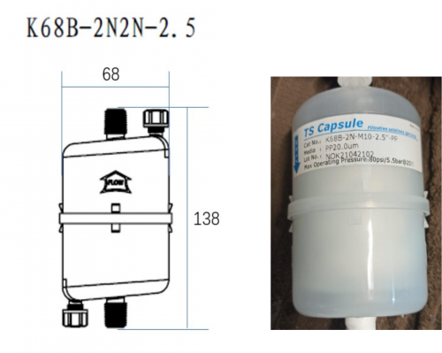 Water filter K68-2N2N-5 K68B-2N-M10-5 K68B-2N2N-2.5, PP 20.0um, without connectors, 86mm*29mm, K68B-2N-M10-5  M1045 Q2572
