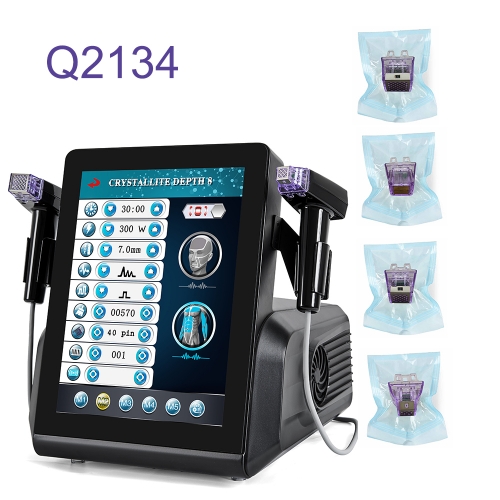 Q2134 RF microneedle machine model B58, with 2 handles and 4 cartridges: 12P, 24P, 40P and Nano chip Q2135 Q2136
