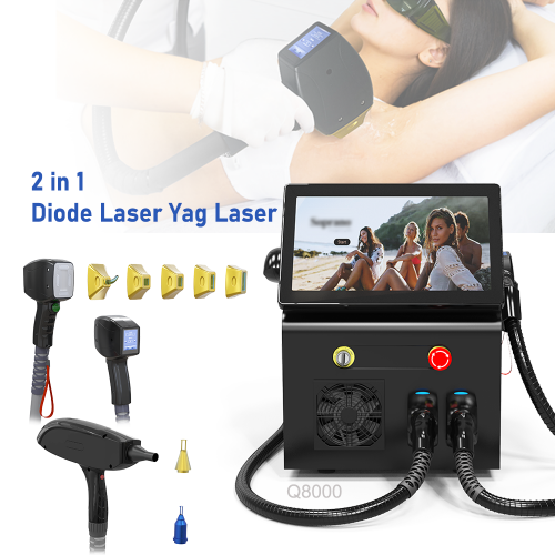 diode laser+yag laser 2 in 1 machine portable model LY06 matte black, 1000W 4 waves diode laser+500W yag laser