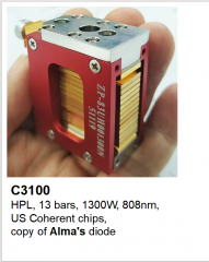 C3100 13 bars 1300W, 808nm, US Coherent chips, copy of Alma's diode laser laser module