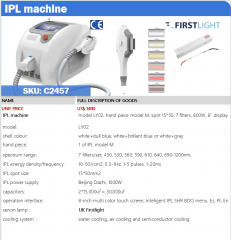 C2457 LY02 IPL machine model LY02, hand piece model M, spot 15*50, 7 filters, 800W, 8" display