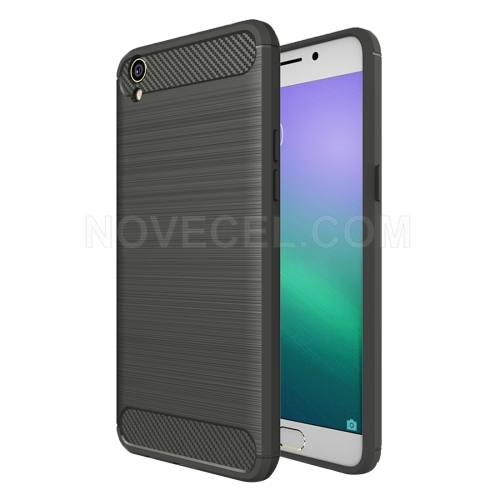 OPPO R9 Plus Brushed Texture Fiber TPU Rugged Armor Protective Case(Grey)