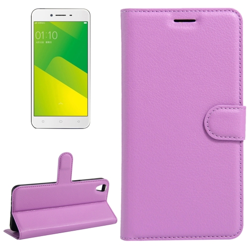 OPPO A37 Litchi Texture Horizontal Flip Leather Case with Holder & Card Slots & Wallet(Purple)