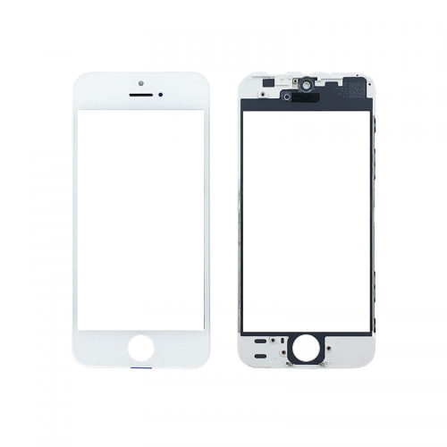 Front Screen Glass + Frame+ OCA  for iPhone 5S - White（Super High Quality）