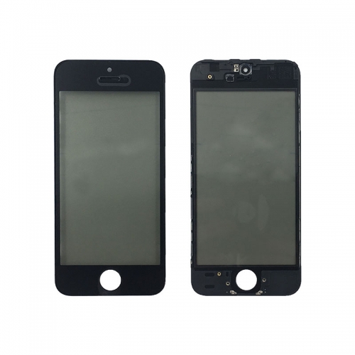 Front Screen Glass + Frame + OCA+Polariser for iPhone 5S - Black（Super High Quality）
