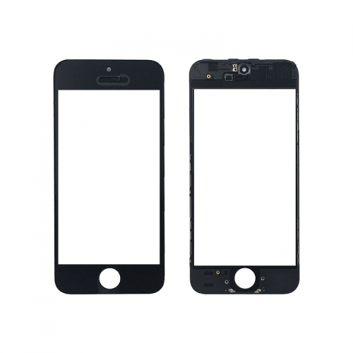 Front Screen Glass + Frame + OCA for iPhone 5S - Black（Super High Quality）