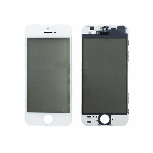 Front Screen Glass + Frame + OCA+Polariser for iPhone 5S - White（Super High Quality）