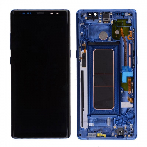 LCD Screen Display with Digitizer Touch Panel and Frame for Note8 (Blue Frame)