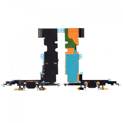 A+ Charging Port with Flex Cable and Mic for iPhone 8 Plus - Black