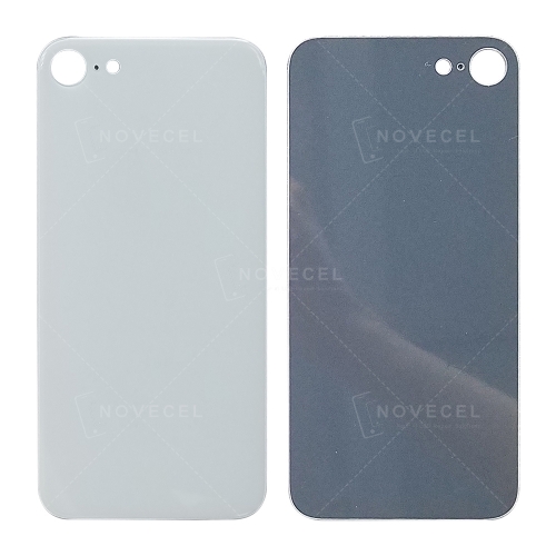 Back Cover Glass without Lens Frame and Lens for iPhone 8G - White/Big Hole