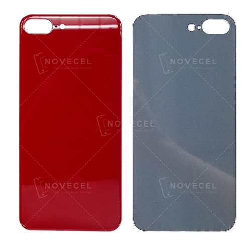 Back Cover Glass without Lens Frame and Lens for iPhone 8 Plus -Red/Big Hole
