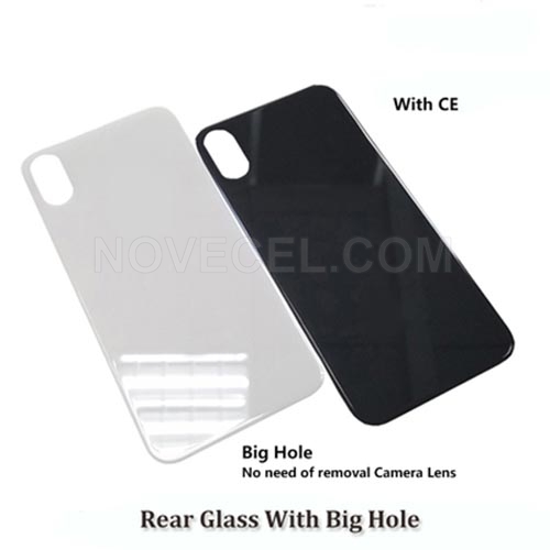 CE Mark Big Hole Back Cover Glass for iPhone X_Black