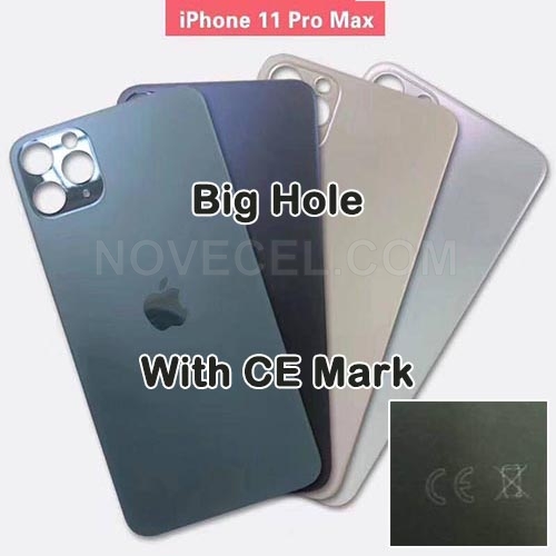 CE/Big Hole/Silver-Back Cover Glass Replacement for Apple iPhone 11 Pro Max