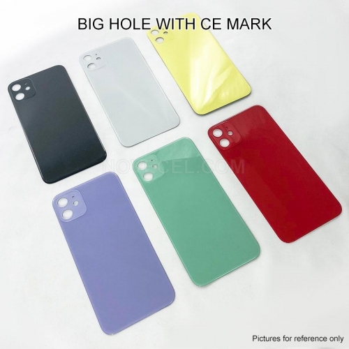 CE Mark / Big Hole Back Cover Glass Replacement for Apple iPhone 11_Red