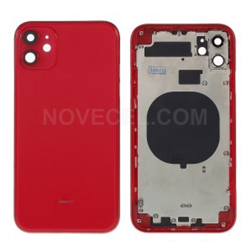 CE Mark Battery Housing Cover + Side Buttons for iPhone 11_Red