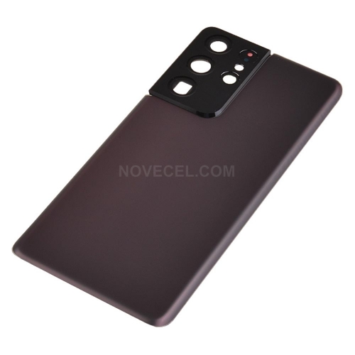 Back Cover with Camera Glass Lens for Samsung Galaxy S21 Ultra/G996_Brown