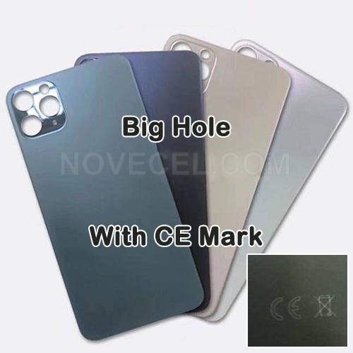 CE/Big Hole/Silver-Back Cover Glass Replacement for Apple iPhone 11 Pro Max