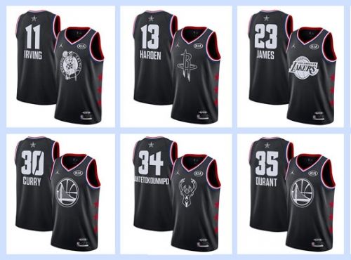 All-Star black NBA #0#1#2#3#11#13#15#21#23#30#34#35 basketball adult embroidery