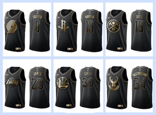 All-Star Gold version black NBA #0#1#2#3#11#13#15#21#23#30#34#35 basketball adult embroidery