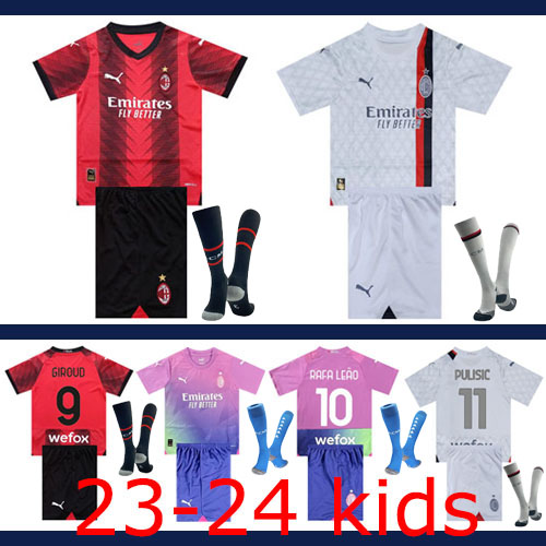 2023-2024 AC Milan Kids + Socks Thailand the best quality