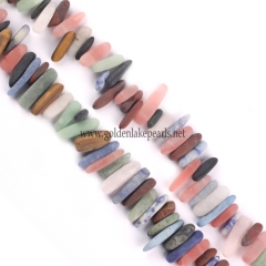 Mixed Stones Matte Long Chips, Approx 6x16mm, Approx 38cm/strand