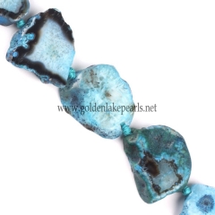 Blue Agate Irregular Slabs, Approx 18x25~25x35mm, Sale by Strand