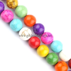 Dyed Mixed Color Magnesite Plain Rounds, 6-10mm, Approx 38cm/strand