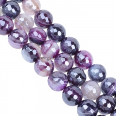 Highlight Coated Purple Stripe Agate 128 Faceted Rounds，Approx 6-12mm, Approx 38cm/strand