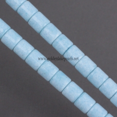 Dyed Blue Color Synthetic Anion Oxide Bead Tube, Approx 4x4mm, Approx 38cm/strand