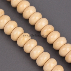 Dyed Beige Color Synthetic Anion Oxide Bead Plain Rondelle, Approx 4x8mm, Approx 38cm/strand