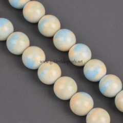 Dyed Blue&Yellow Color Synthetic Anion Oxide Bead Plain Round, Approx 4-10mm, Approx 38cm/strand