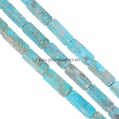 Tuquoise Blue color Impression Jasper Cubiods, Approx 4x13mm, Approx 38cm/strand