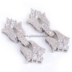 Plating Silver CZ Findings, Approx 34x12mm, Sale By piece