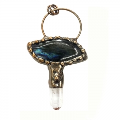 Labradorite With Clear Quartz Copper Pendant, Approx 30~50x60~80mm, Sell By Piece