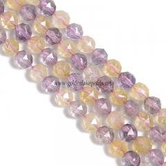 Mixed Citrine&Amethyst Stone Diamond Cut Rounds, 8mm, Approx 38cm/strand
