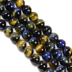 Yellow & Blue Tiger Eye Plain Rounds, 6-12mm, Approx 38cm/strand