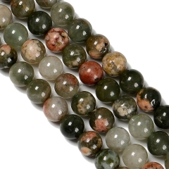 Green Rutilated Agate Plain Round, Approx 6-10mm, 38cm/strand