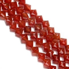 Dyed Red Agate Faceted Bicone, Approx 8mm, 38cm/strand