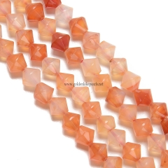 Natural Red Agate Faceted Bicone, Approx 8mm, 38cm/strand