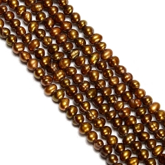 Special offer Dyed Copper Color Freshwater Potato Pearl, Approx 3-4mm, Approx 36-37cm/strand