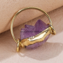 Amethyst Druzy Gold Plated Copper Pendant, Approx 26x28mm, Sell By Piece