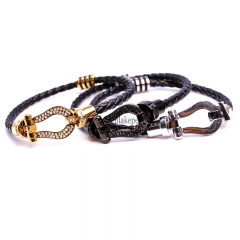 Black Braided Leather Cord Bracelets, Sell By Piece