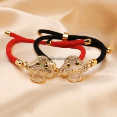 Red&Black Hand Woven Rope Mushroom Shell Bracelets, Sell By Piece