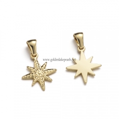 Stainless Steel Pendants, Star Charm, Golden, Approx 17.5x15.1x1.8mm, Sale by Piece