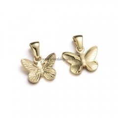 Stainless Steel Pendants, Butterfly Charm, Golden, Approx 11.8x15x1.7mm, Sale by Piece