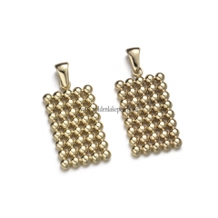 Stainless Steel Pendants, Dots Rectangle Charm, Golden, Approx 27.7x15.2x2.7mm, Sale by Piece