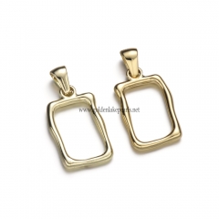 Stainless Steel Pendants, Rectangle Charm, Golden, Approx 21.6x13.3x2.5mm, Sale by Piece
