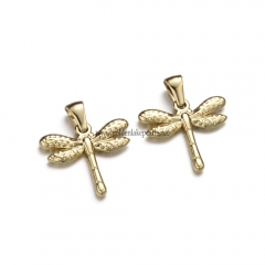 Stainless Steel Pendants, Dragonfly Charm, Golden, Approx 17.8x20.1x2.5mm, Sale by Piece