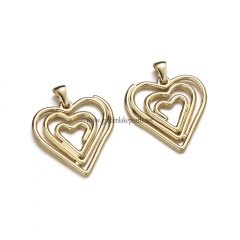 Stainless Steel Pendants, Wire Winding Heart Charm, Golden, Approx 25.9x25.7x1.8mm, Sale by Piece