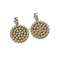Stainless Steel Pendants, Dots Flat Round Charm, Golden, Approx 24.5x20.8x2.7mm, Sale by Piece